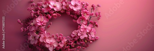 Flowers Composition Wreath Made Pink, Background HD, Illustrations