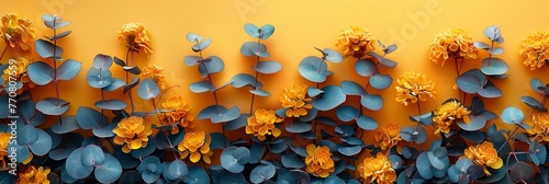 Flowers Composition Pattern Made Yellow, Background HD, Illustrations