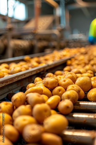 potatoes in the factory industry. selective focus. © Erik