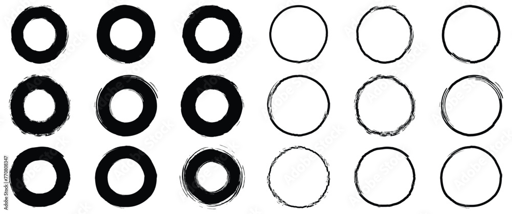 circle set abstract grunge flat vector,