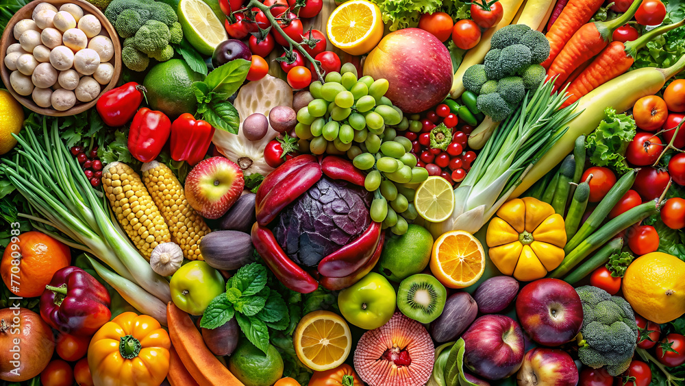 Pile of fruits and vegetables