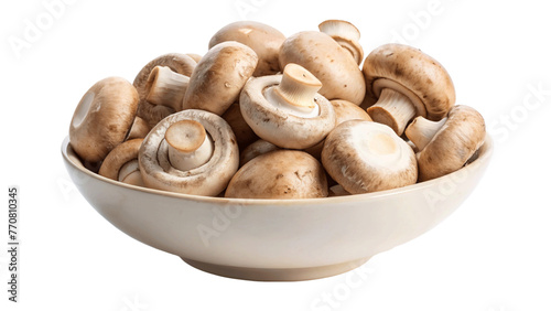Porcini mushroom in a bowl. isolated on Transparent background.
