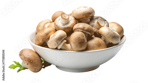 Porcini mushroom in a bowl. isolated on Transparent background.
