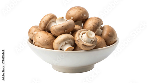 Porcini mushroom in a bowl. isolated on Transparent background.