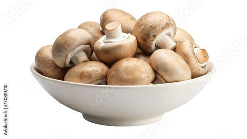 Porcini mushroom in a bowl. isolated on Transparent background.