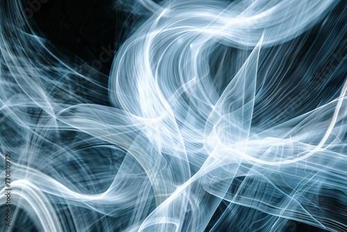 Glowing white light trails forming dynamic lines, abstract energy motion background