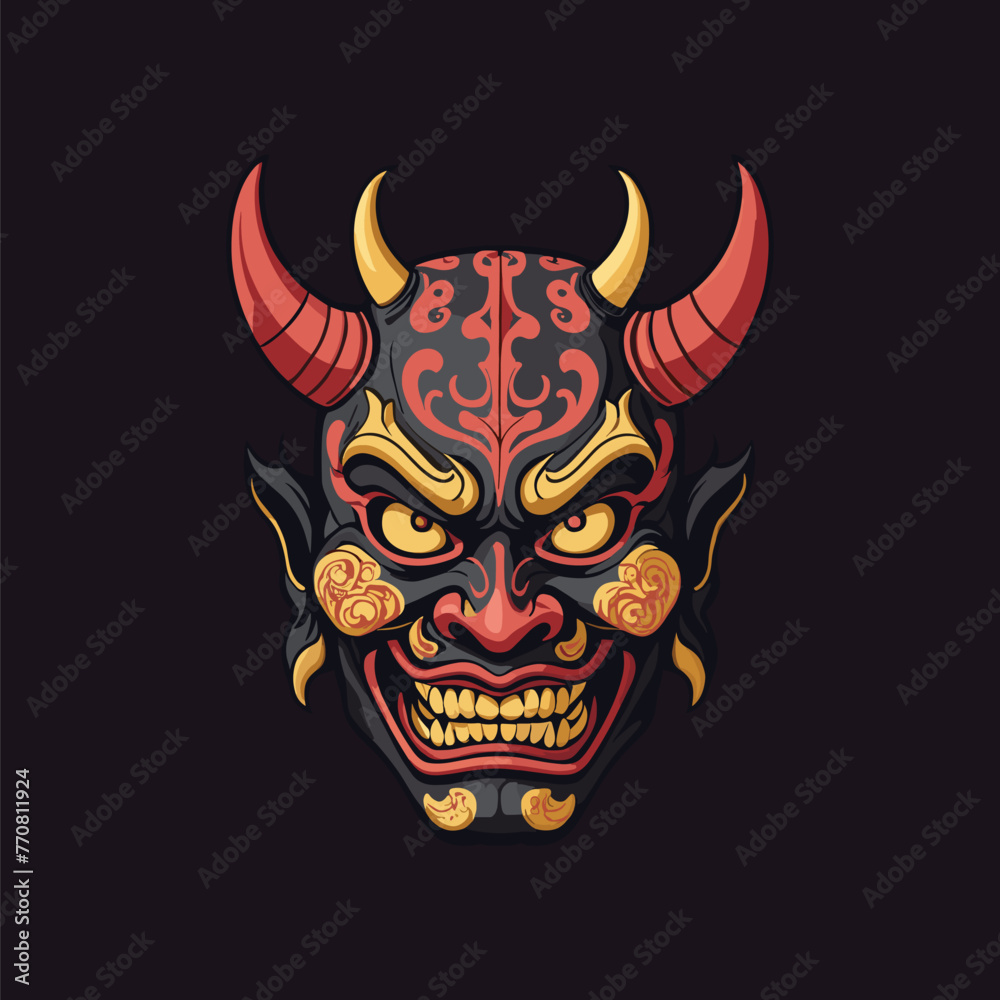 Dreadful Samurai Hannya Mask Vector