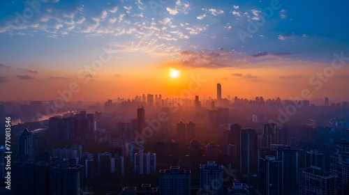 Serene Sunrise Over Bustling City Skyline Reflects Early Investor Opportunities Before the World Awakens