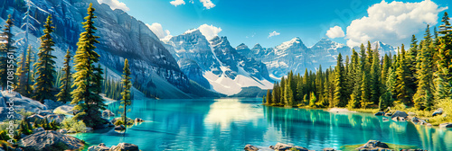 Canadian Wilderness: Pristine Lake Views Set Against Rugged Mountains, A Celebration of Natural Beauty and Tranquility