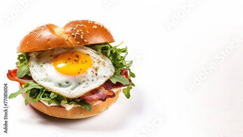 Sandwich with egg and vegetables on a white background © Mikołaj Rychter