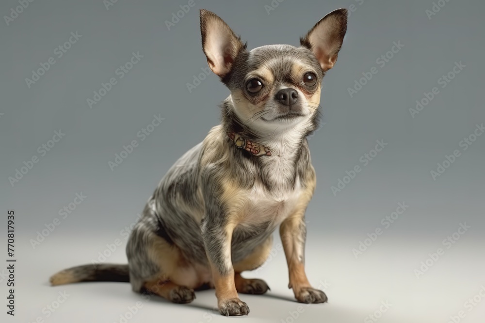 Chihuahua's Cute Pose on Pure White