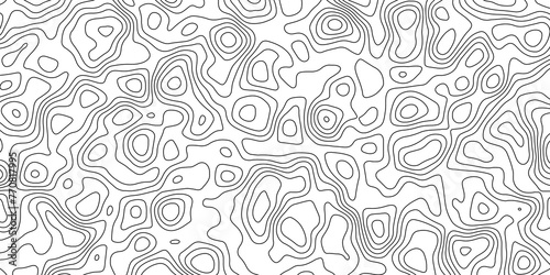 Topographic map and landscape terrain texture grid. Abstract lines background. Contour maps. Vector illustration. black and white topographic contours lines of mountains. 