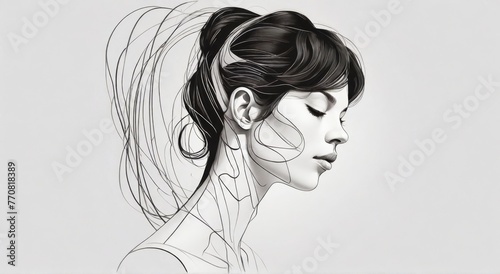 Drawing of woman by graphite pencil