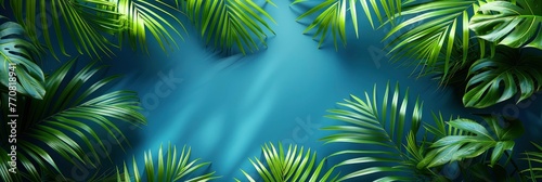 Palm Leaf Shadow On Light Blue, Background HD, Illustrations