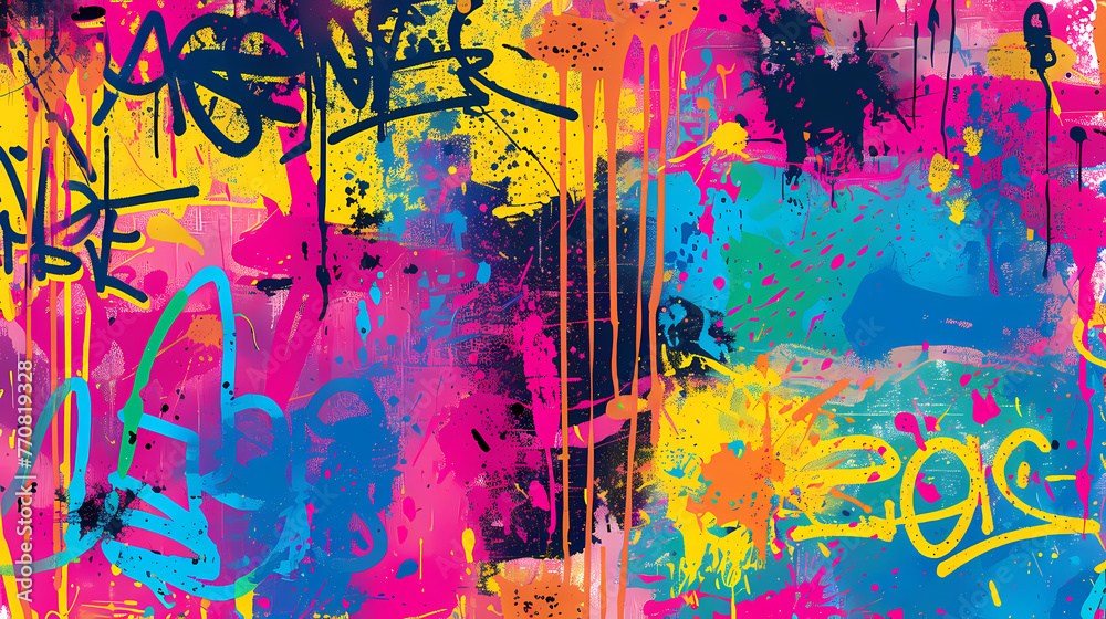 Fototapeta premium Graffiti Street Art Splatter Seamless Pattern Background