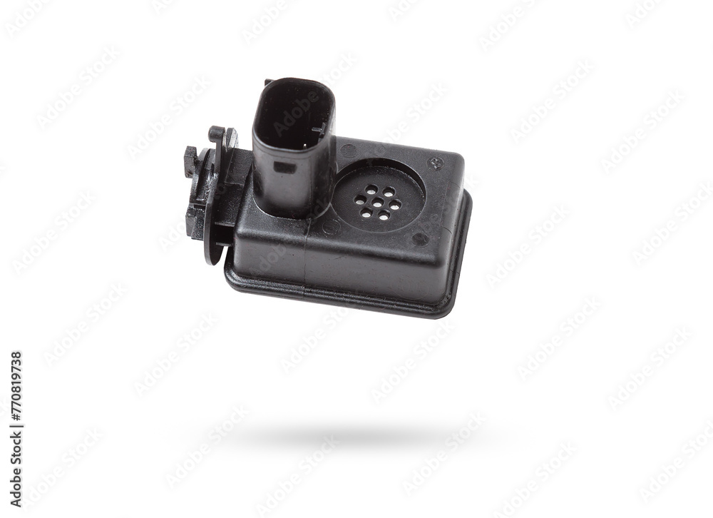 Close-up of a spare part for an air quality sensor car for replacement during repair or for sale at an auto-parsing. Close-up of a spare part for an air quality sensor car for replacement during repair or for sale at an auto-parsing.