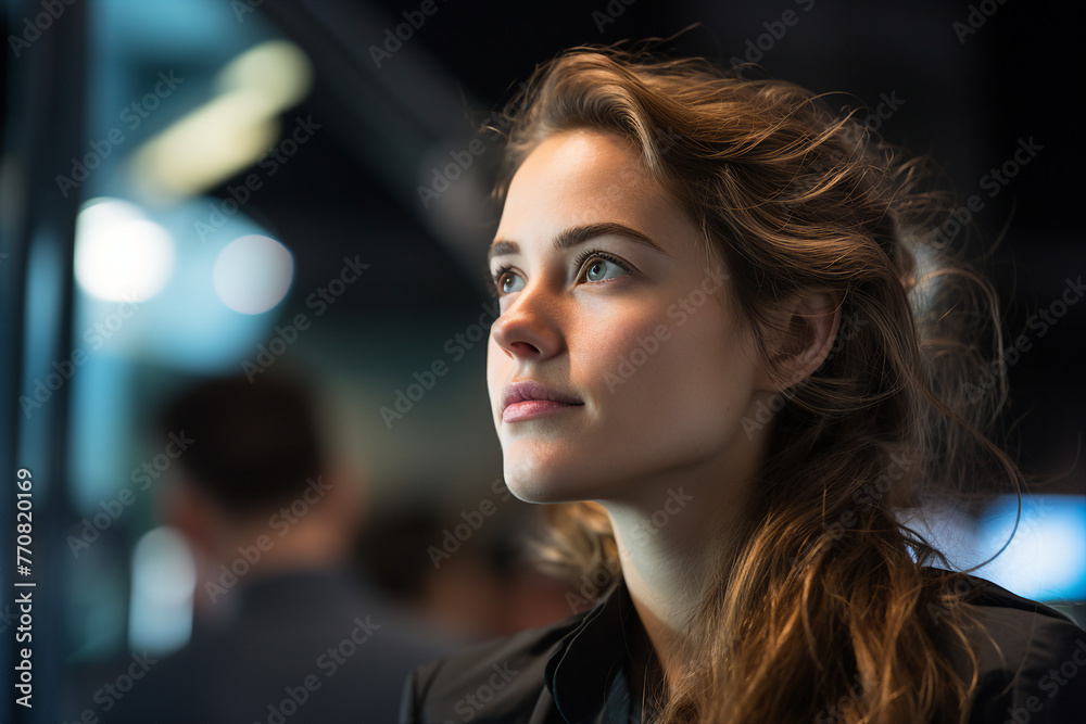 Obraz premium Corporate meeting with successful business people in modern workstation building Generative AI