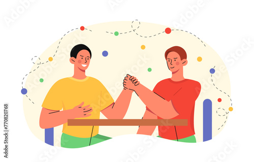 Men with armwrestling vector concept