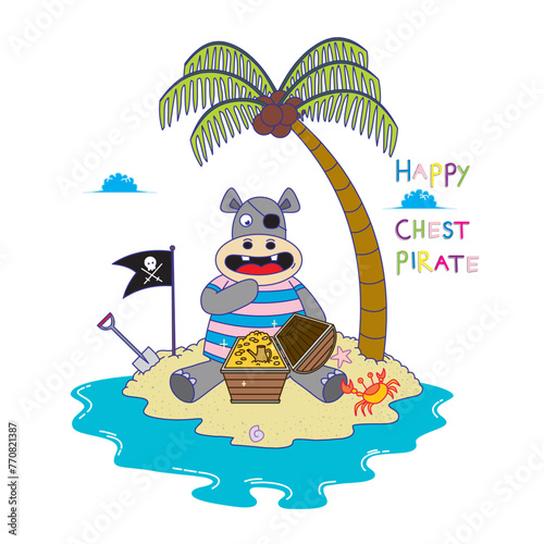 Pirate Hippo finds a Treasure Chest