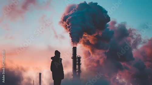 Concepto de contaminación del medio ambiente en el sector industrial.