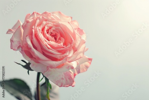 A Rose. Vintage Pink Rose on a White Background for Valentine's Day