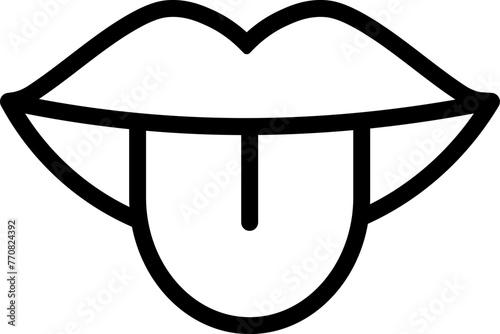 Lips and tongue icon in linear style. Vector.