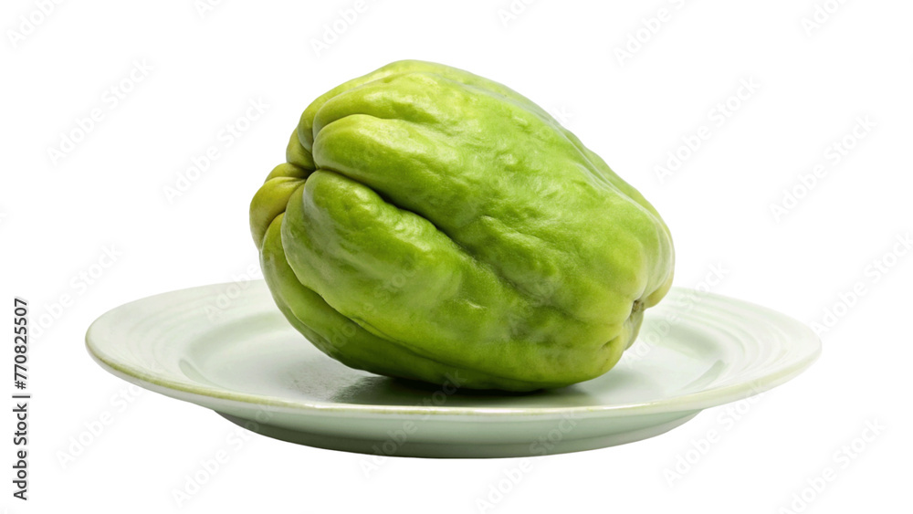 Chayote on a plate isolated on Transparent background. Chayote on a plate isolated on Transparent background.