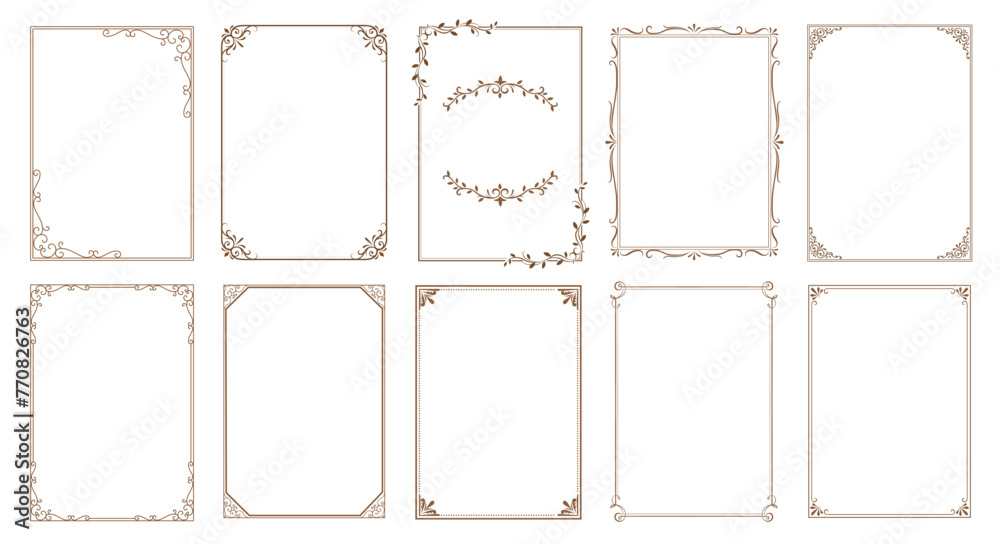 Retro ornamental frame, rectangle ornaments. Decorative vintage frames, borders.  Isolated icons vector set..eps