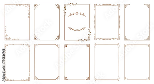 Retro ornamental frame, rectangle ornaments. Decorative vintage frames, borders. Isolated icons vector set..eps