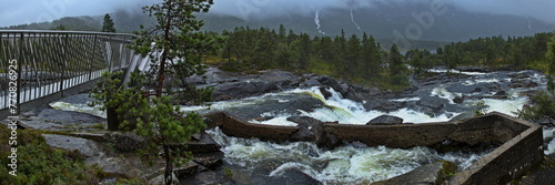 Waterfall Likholefossen on the river Saeta at the scenic route Gaularfjellet in Norway, Europe
 photo