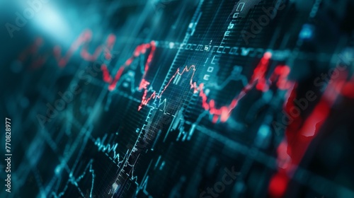 A close-up of a stock market graph plummeting against a stark background photo