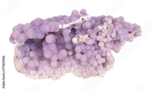 Grape agate rock isolated on white background. Mineralogy stones gem concept.