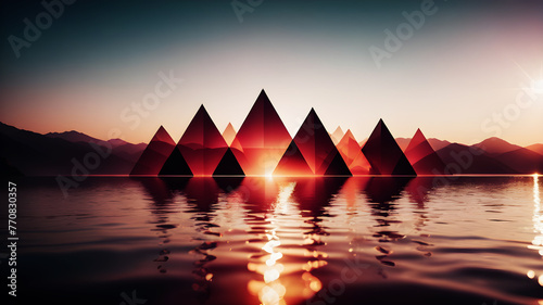 Illustrate an abstract background with gradient-filled triangles fading from one color to another © Farhan