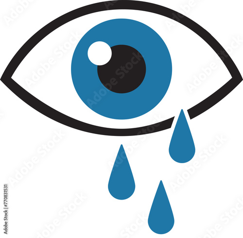 Eye drop tears, crying eye unhappy icon.