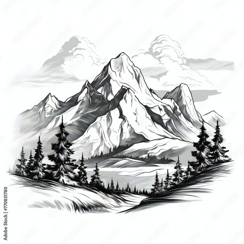 hand drawn mountain illustration