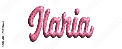 ilaria  - pink color with dots, fabric style -name - three-dimensional effect tubular writing - Vector graphics - Word for greetings, banners, card, prints, cricut, silhouette, sublimation