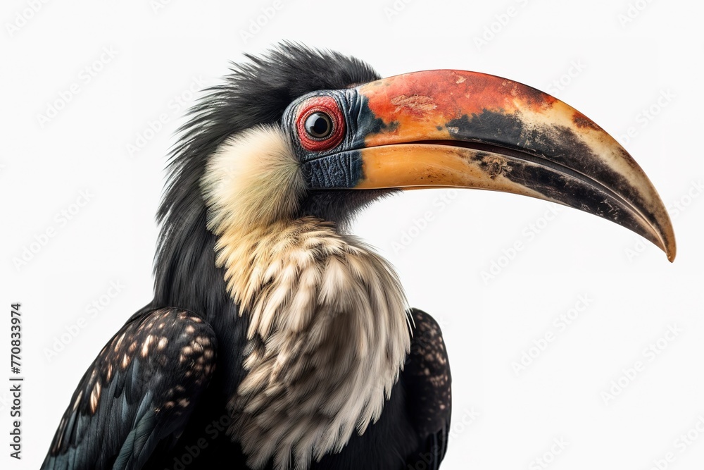 Obraz premium Majestic Hornbill Against White