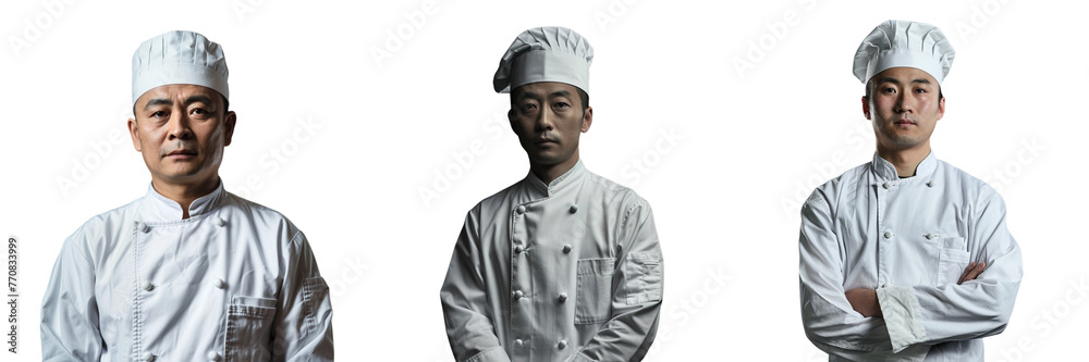 \ - Chinese Cheif in white apron isolated in transparent background \ - Chinese Cheif in white apron isolated in transparent background