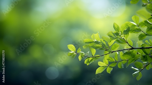tree branch with green leaves background