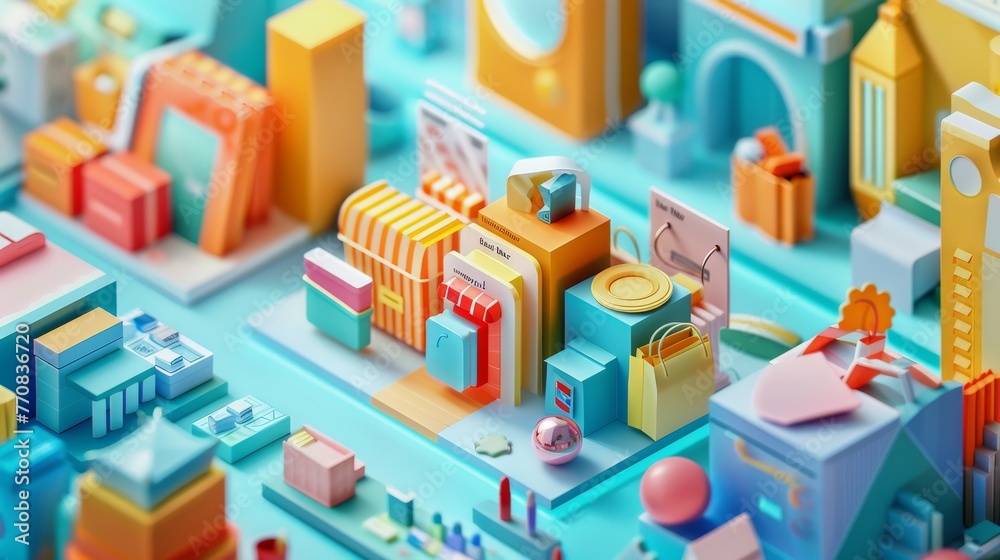 Collage of shopping platforms, showcasing payment options, customer service scenarios, and diverse product selections, in a vibrant and engaging layout Collage of shopping platforms, showcasing payment options, customer service scenarios, and diverse product selections, in a vibrant and engaging layout