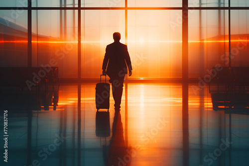 a businessman walking with a suitcase in airport in t 7fb62454-27b0-4723-ac63-eff630f8b7bb 1 photo