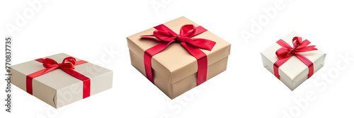 \ - A set of gift box with red label in top transparent background (2)