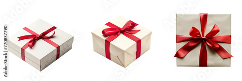 \ - A set of gift box with red label in top transparent background (3)