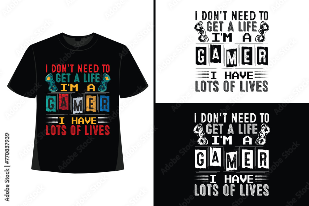Gamer Tshirt Design Gaming Apparel