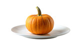 A pumpkin on a plate isolated on Transparent background.