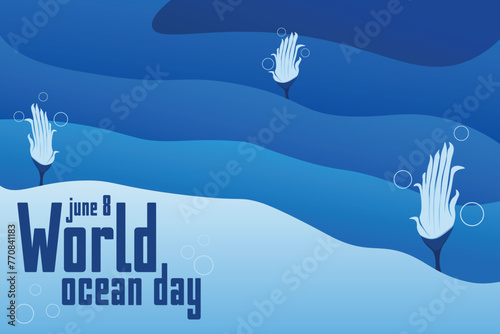 Save World oceans day underwater banner