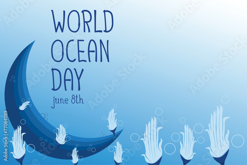 Save World oceans day underwater banner