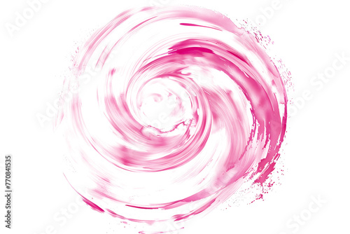 Rose pink watercolor paint swirl on white background.