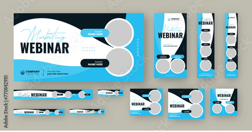 Live Webinar web banner design template Set, Conference Google ads banner, social media posts