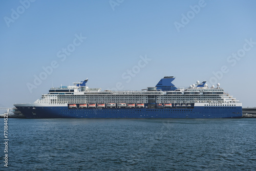 Modern family cruiseship cruise ship liner Millennium in Yokohama port near Tokyo, Japan during summer Japanese Coast South Japan Island cruising 